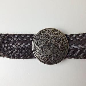 Aeropostale Dark Brown Braided Belt with Ornate Silver Buckle